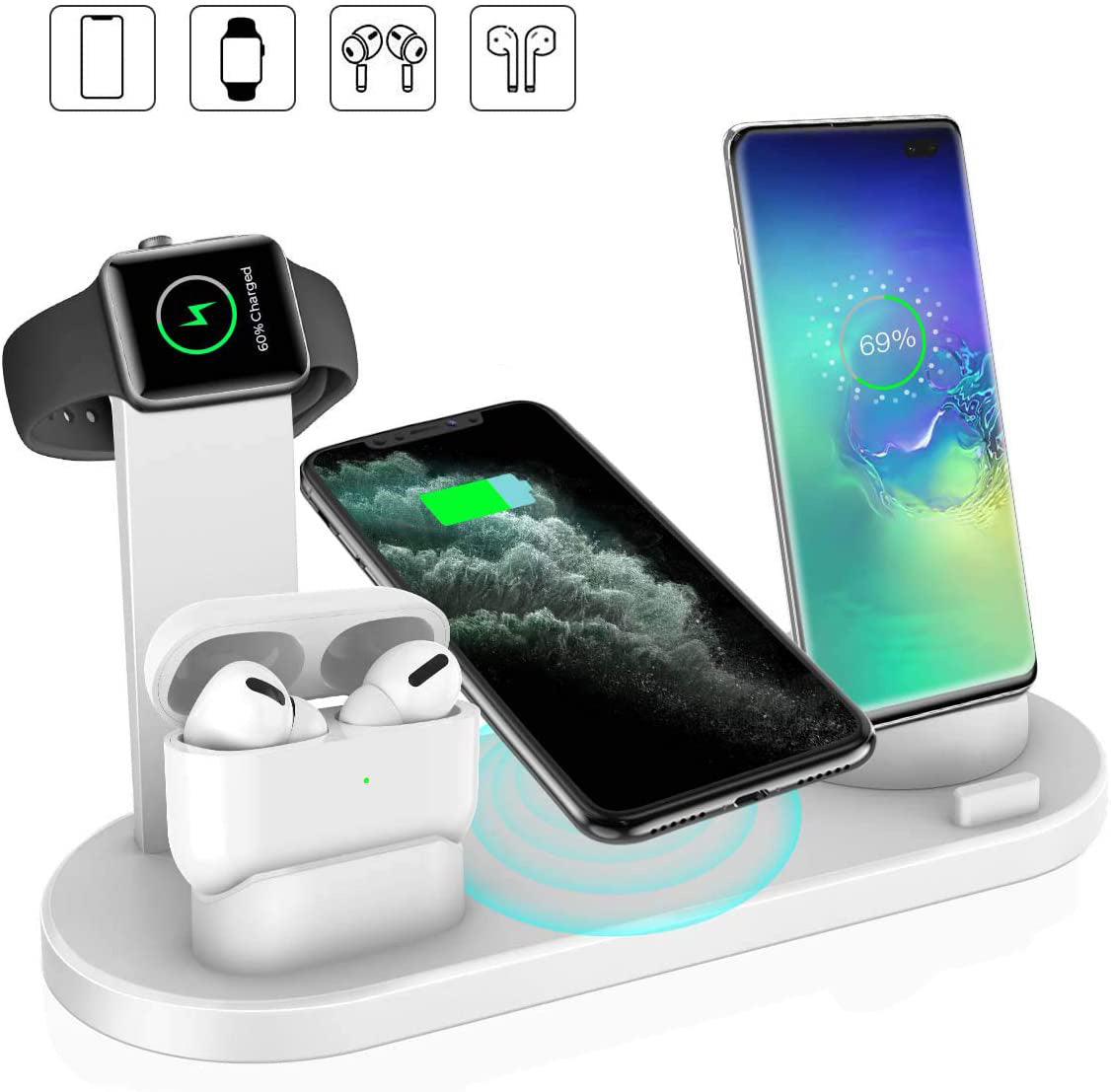 Wireless Charger 4 In 1 Charging Station For AppleIWatch Series 8 7 I-Phone 15 14 13 12 Pro Airpods Pro 3 2 Charging Stand Dock - Fabs things