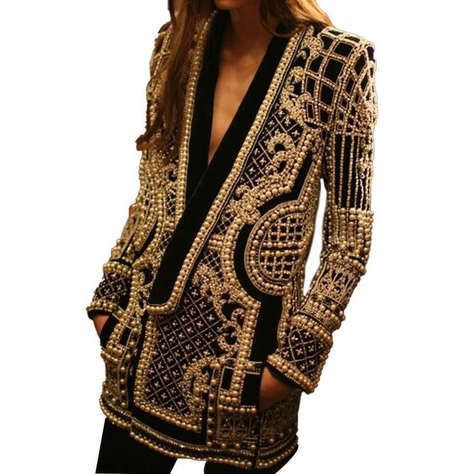 V-neck Long-sleeved Suit Blouse With Bubble Print Women's Clothing - Fabs things