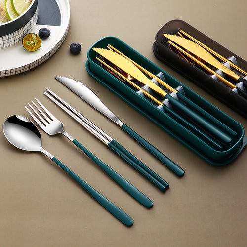 304 Stainless Steel Gold Cutlery Set With Case - Fabs things
