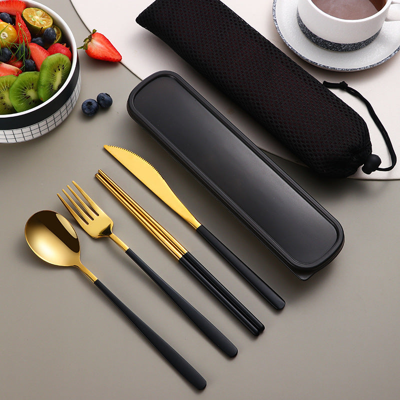 304 Stainless Steel Gold Cutlery Set With Case - Fabs things