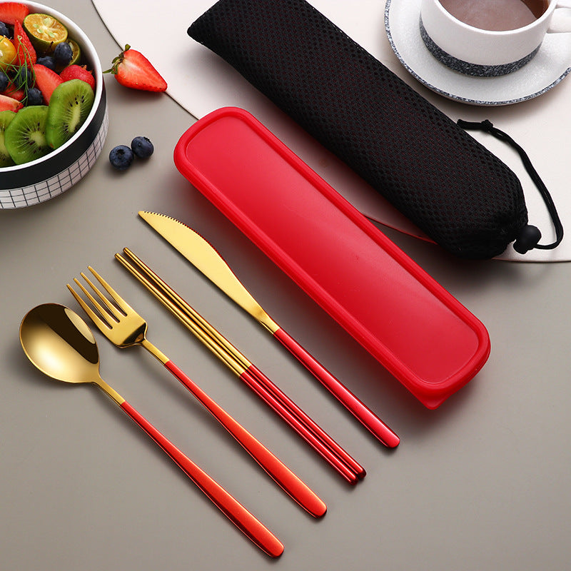 304 Stainless Steel Gold Cutlery Set With Case - Fabs things