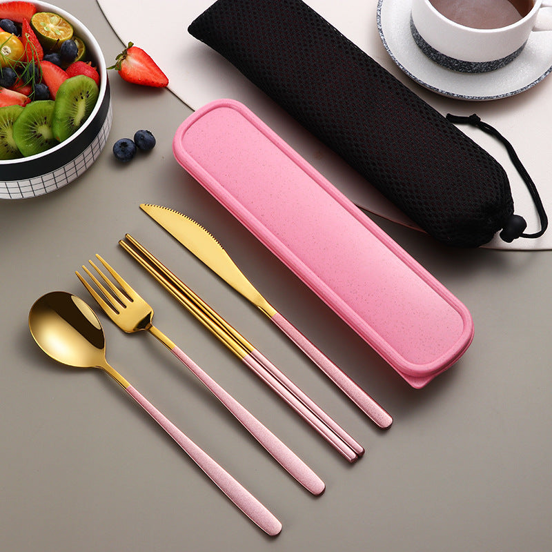 304 Stainless Steel Gold Cutlery Set With Case - Fabs things