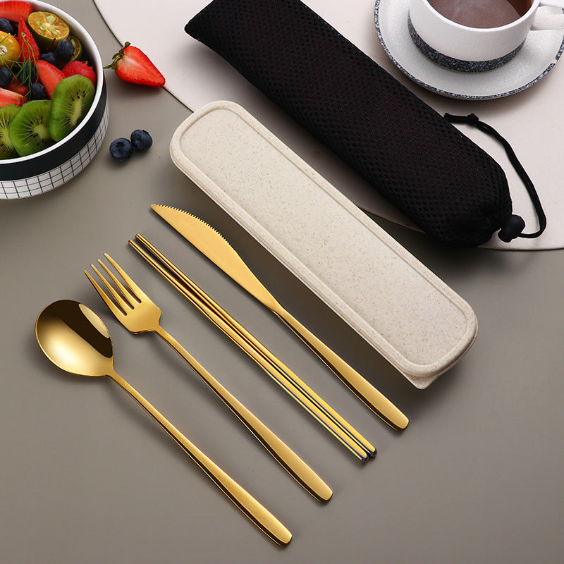 304 Stainless Steel Gold Cutlery Set With Case - Fabs things
