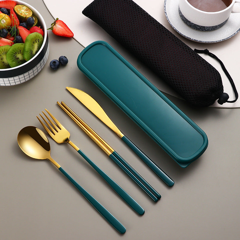 304 Stainless Steel Gold Cutlery Set With Case - Fabs things