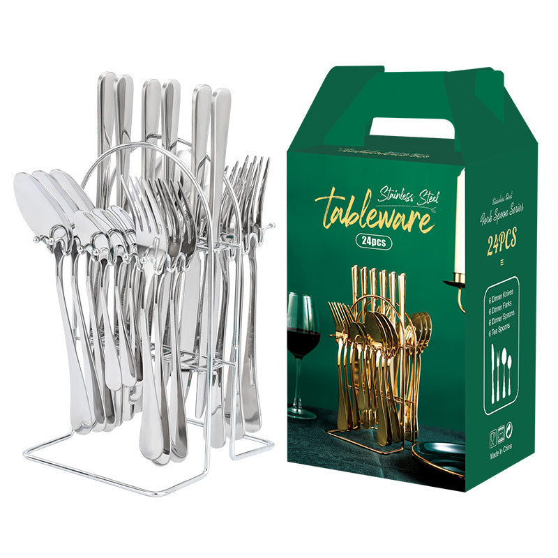 Gold Stainless Steel Cutlery Set With Rack - Fabs things