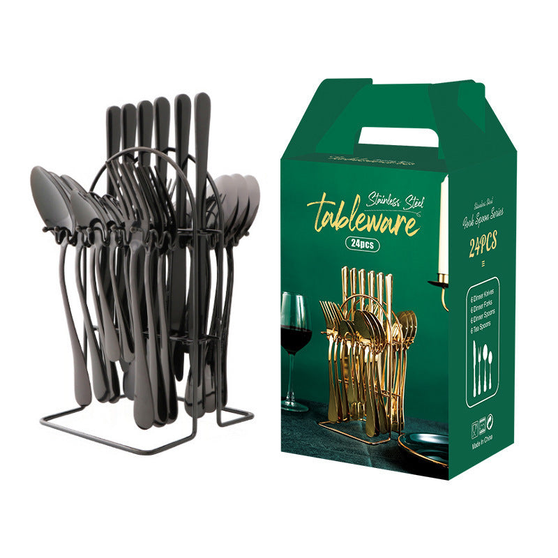 Gold Stainless Steel Cutlery Set With Rack - Fabs things