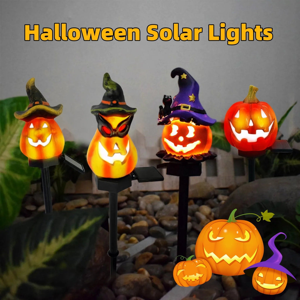 Creative Solar Outdoor Garden Halloween Pumpkin Lantern Resin Handicrafts Garden Festival Atmosphere Decorative Insert Light - Fabs things