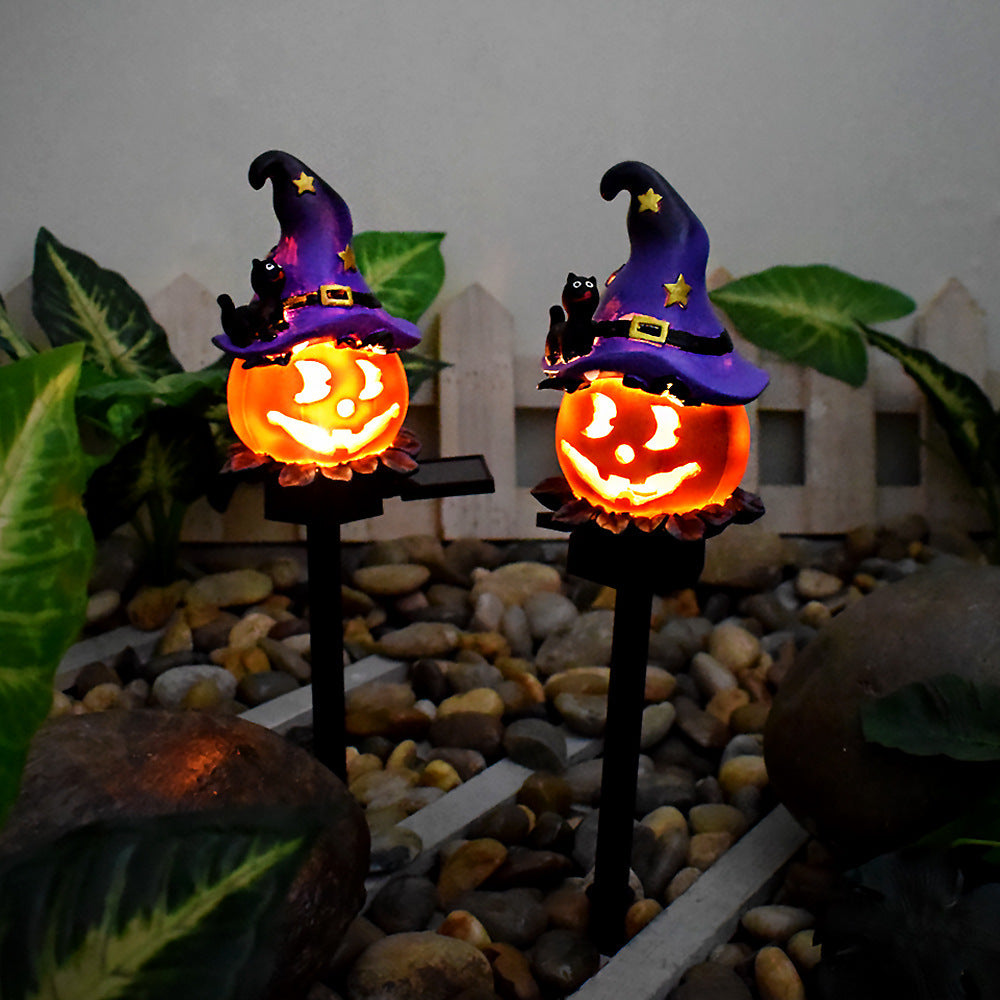 Creative Solar Outdoor Garden Halloween Pumpkin Lantern Resin Handicrafts Garden Festival Atmosphere Decorative Insert Light - Fabs things