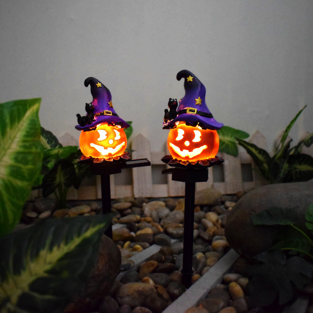 Creative Solar Outdoor Garden Halloween Pumpkin Lantern Resin Handicrafts Garden Festival Atmosphere Decorative Insert Light - Fabs things