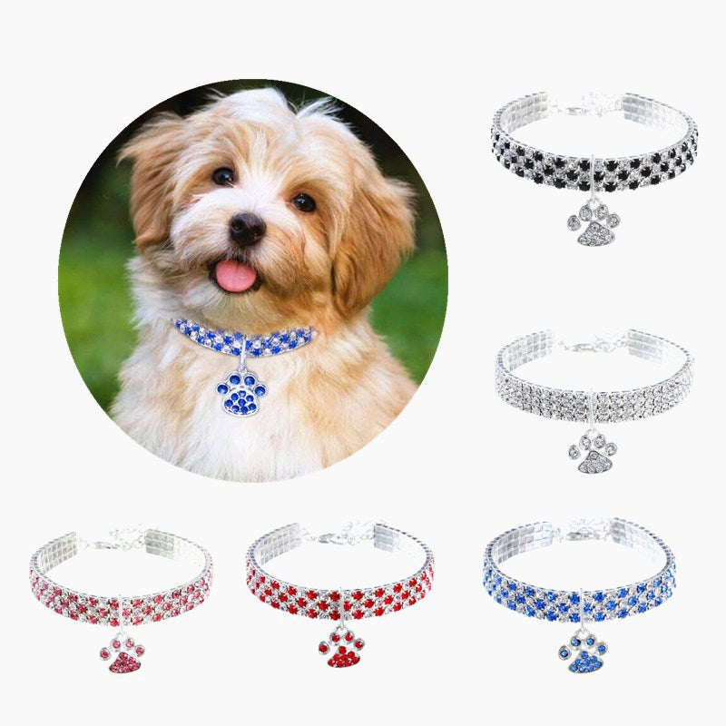 Pet Collar With Diamonds, Mixed-color Cat And Dog Supplies, Cat Claws, Elastic Cat And Dog Necklace Jewelry - Fabs things