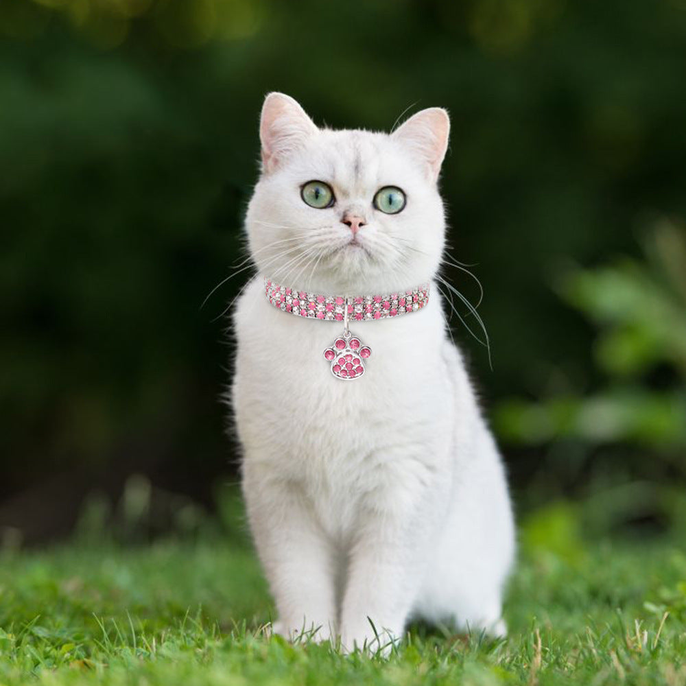 Pet Collar With Diamonds, Mixed-color Cat And Dog Supplies, Cat Claws, Elastic Cat And Dog Necklace Jewelry - Fabs things
