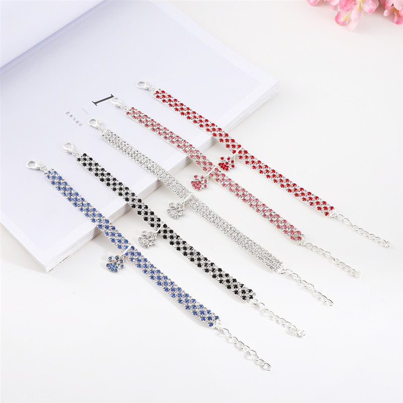 Pet Collar With Diamonds, Mixed-color Cat And Dog Supplies, Cat Claws, Elastic Cat And Dog Necklace Jewelry - Fabs things