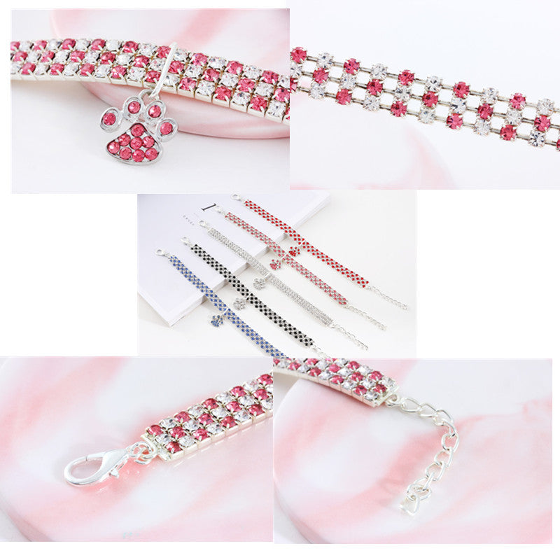 Pet Collar With Diamonds, Mixed-color Cat And Dog Supplies, Cat Claws, Elastic Cat And Dog Necklace Jewelry - Fabs things