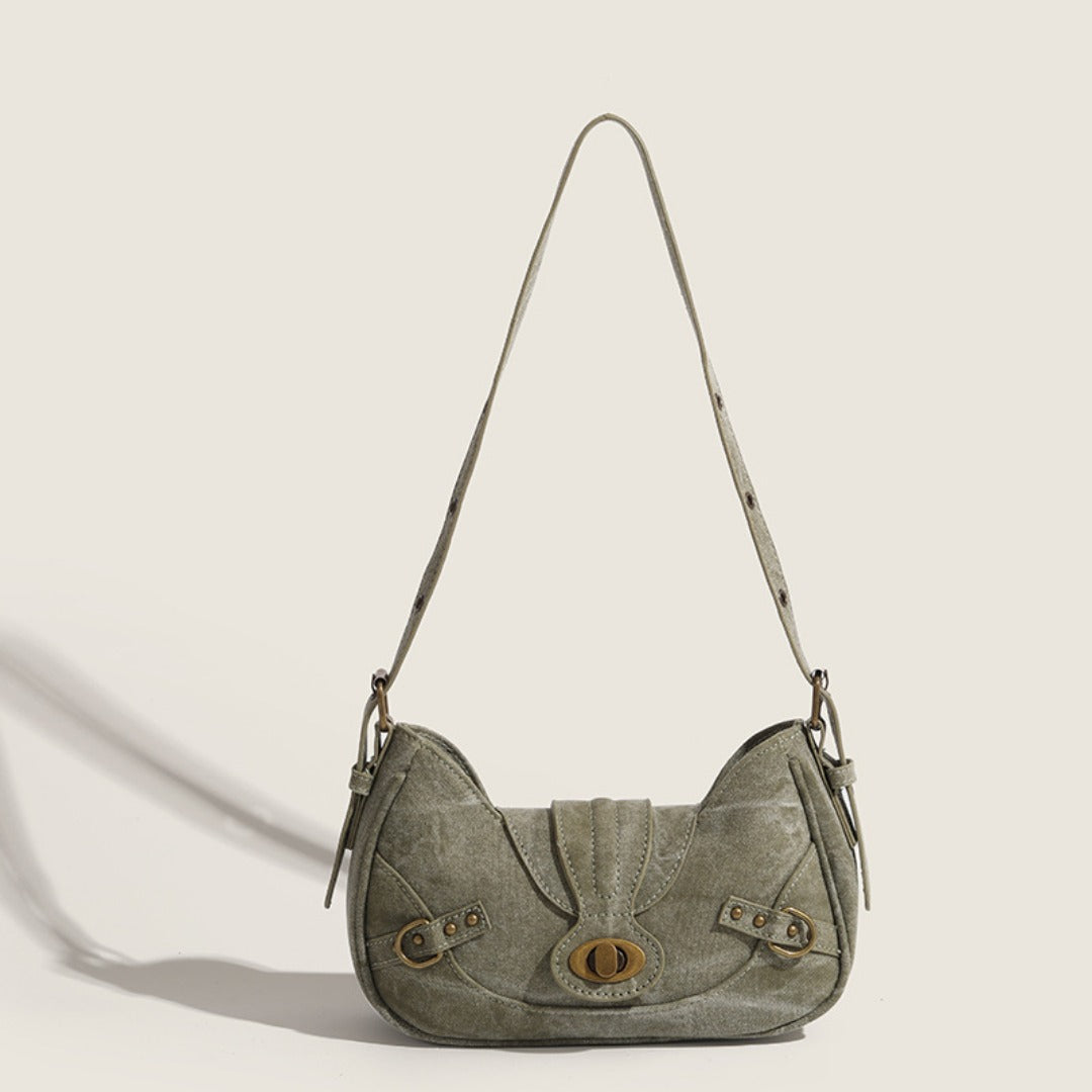 Vintage Army Green Splicing Armpit Bag – Stylish Small Shoulder Purse, Versatile Spring Spice Girl Bag & Handbag  hobo - Fabs things