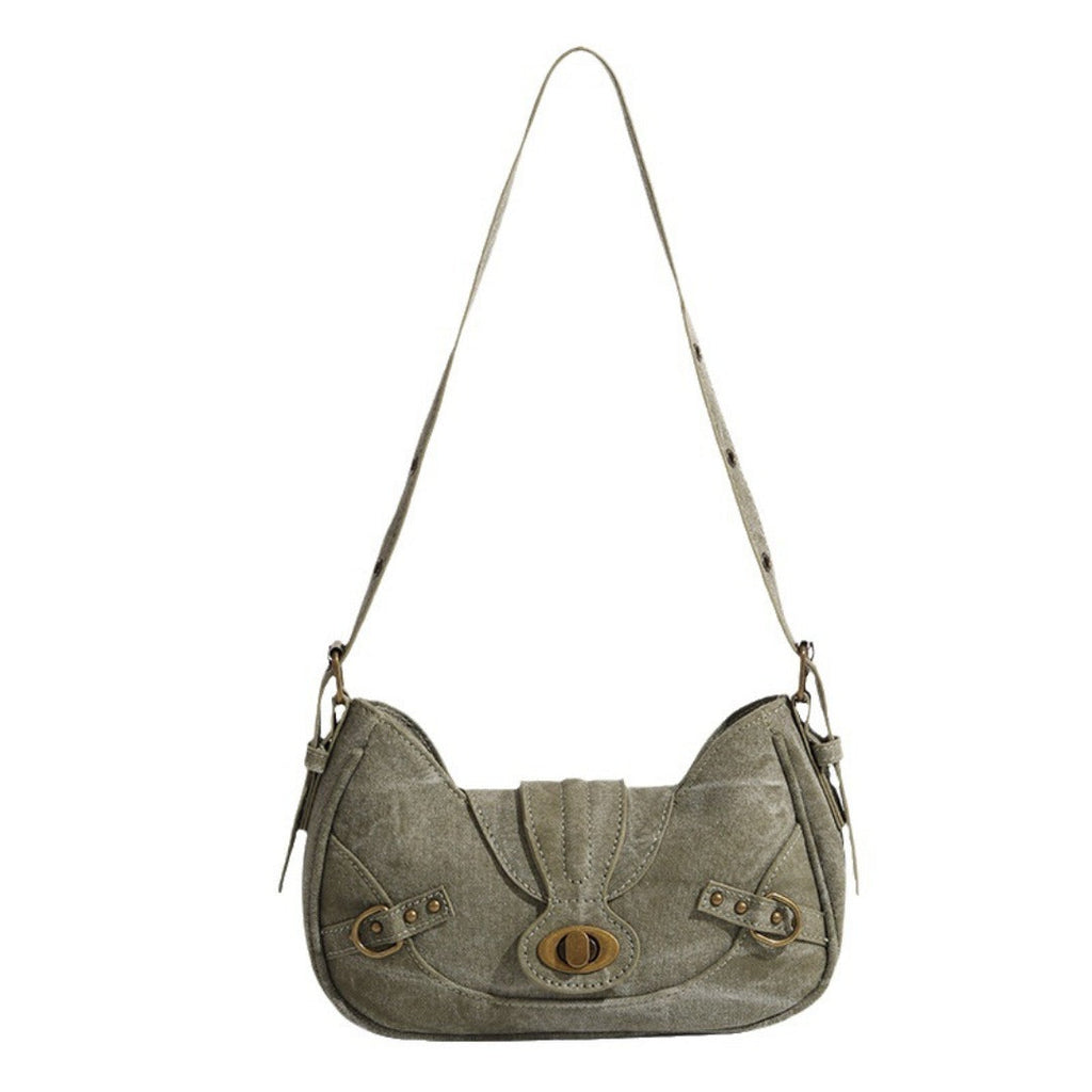 Vintage Army Green Splicing Armpit Bag – Stylish Small Shoulder Purse, Versatile Spring Spice Girl Bag & Handbag  hobo - Fabs things