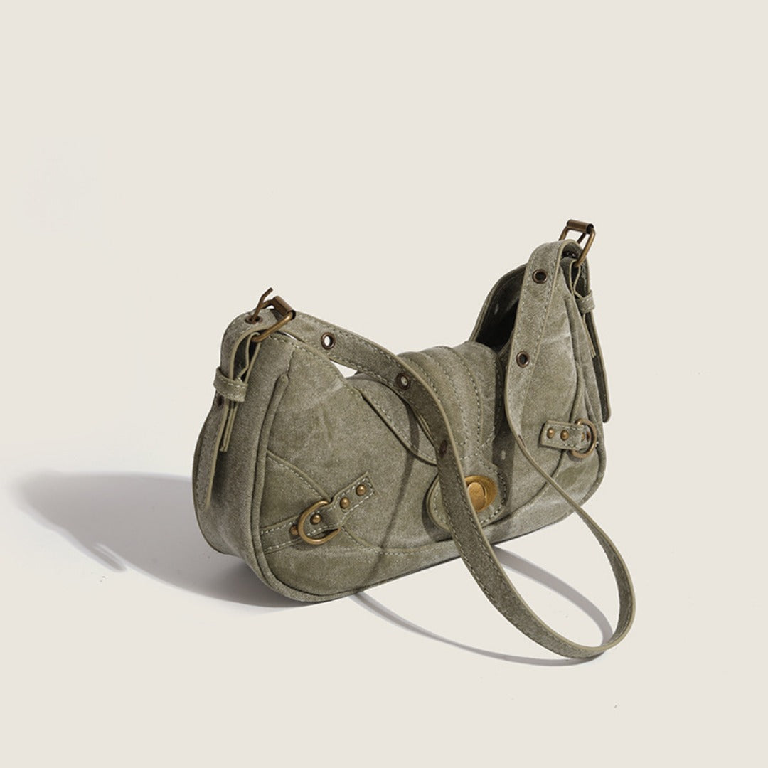 Vintage Army Green Splicing Armpit Bag – Stylish Small Shoulder Purse, Versatile Spring Spice Girl Bag & Handbag  hobo - Fabs things