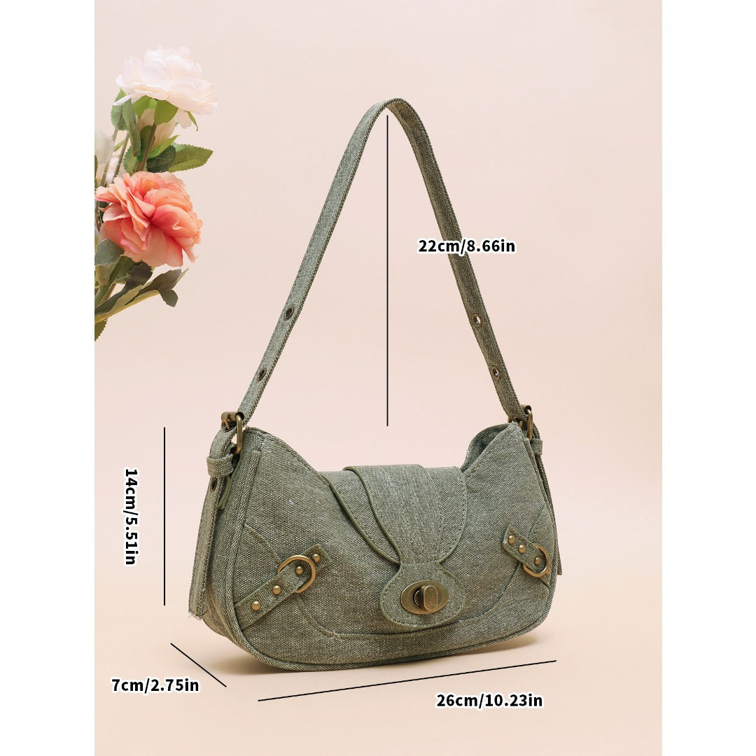 Vintage Army Green Splicing Armpit Bag – Stylish Small Shoulder Purse, Versatile Spring Spice Girl Bag & Handbag  hobo - Fabs things