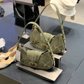 Vintage Army Green Splicing Armpit Bag – Stylish Small Shoulder Purse, Versatile Spring Spice Girl Bag & Handbag  hobo - Fabs things
