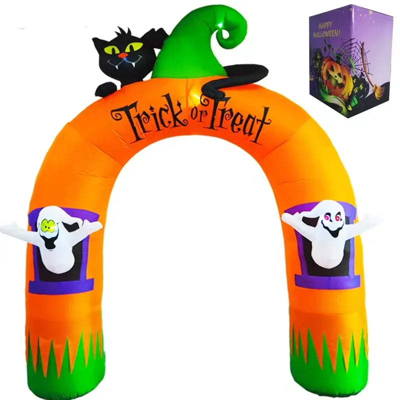 10FT Giant Inflatable Arch with Black Cat and Ghosts Outdoor Patio Lawn Halloween Inflatable Decorations - Fabs things