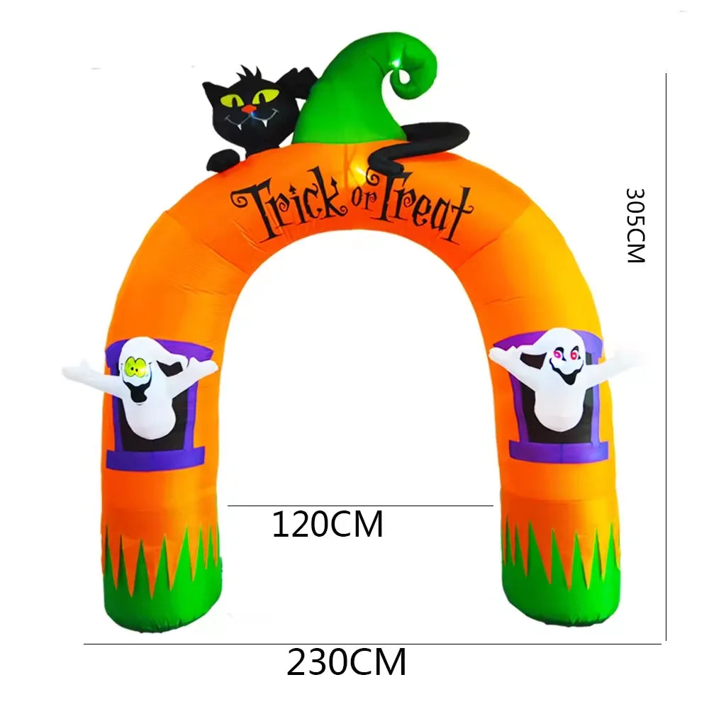 10FT Giant Inflatable Arch with Black Cat and Ghosts Outdoor Patio Lawn Halloween Inflatable Decorations - Fabs things