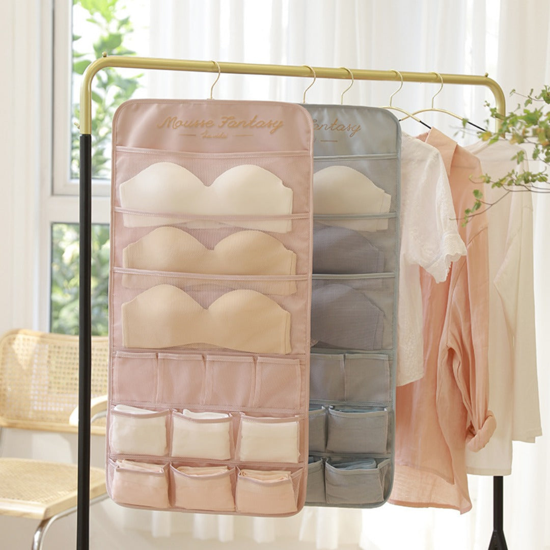 Underwear storage hanging bag, wall-mounted double-sided storage bag, underwear bra socks finishing bag, wardrobe hanging bag - Fabs things
