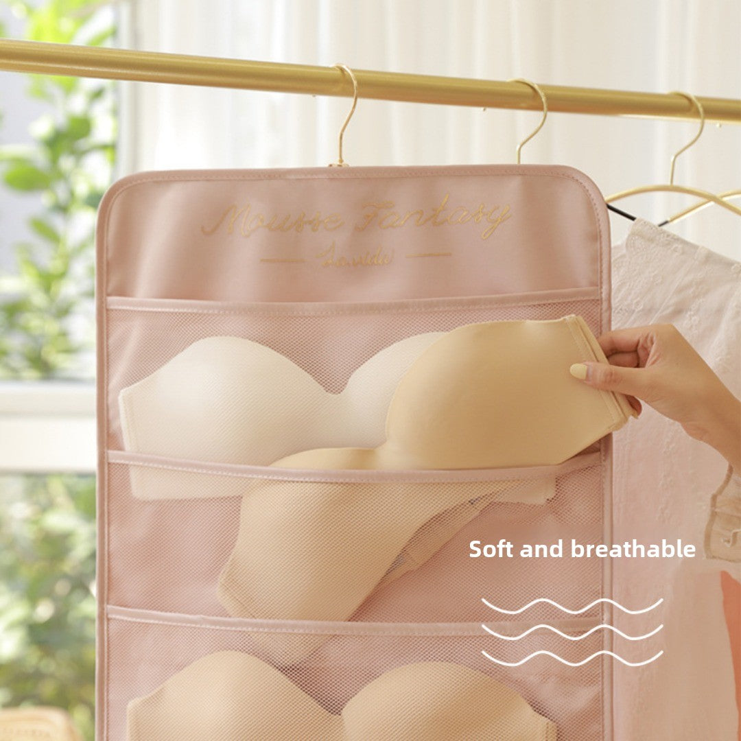 Underwear storage hanging bag, wall-mounted double-sided storage bag, underwear bra socks finishing bag, wardrobe hanging bag - Fabs things