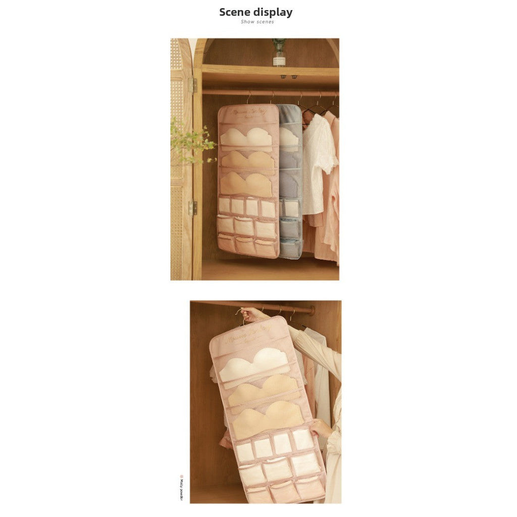 Underwear storage hanging bag, wall-mounted double-sided storage bag, underwear bra socks finishing bag, wardrobe hanging bag - Fabs things