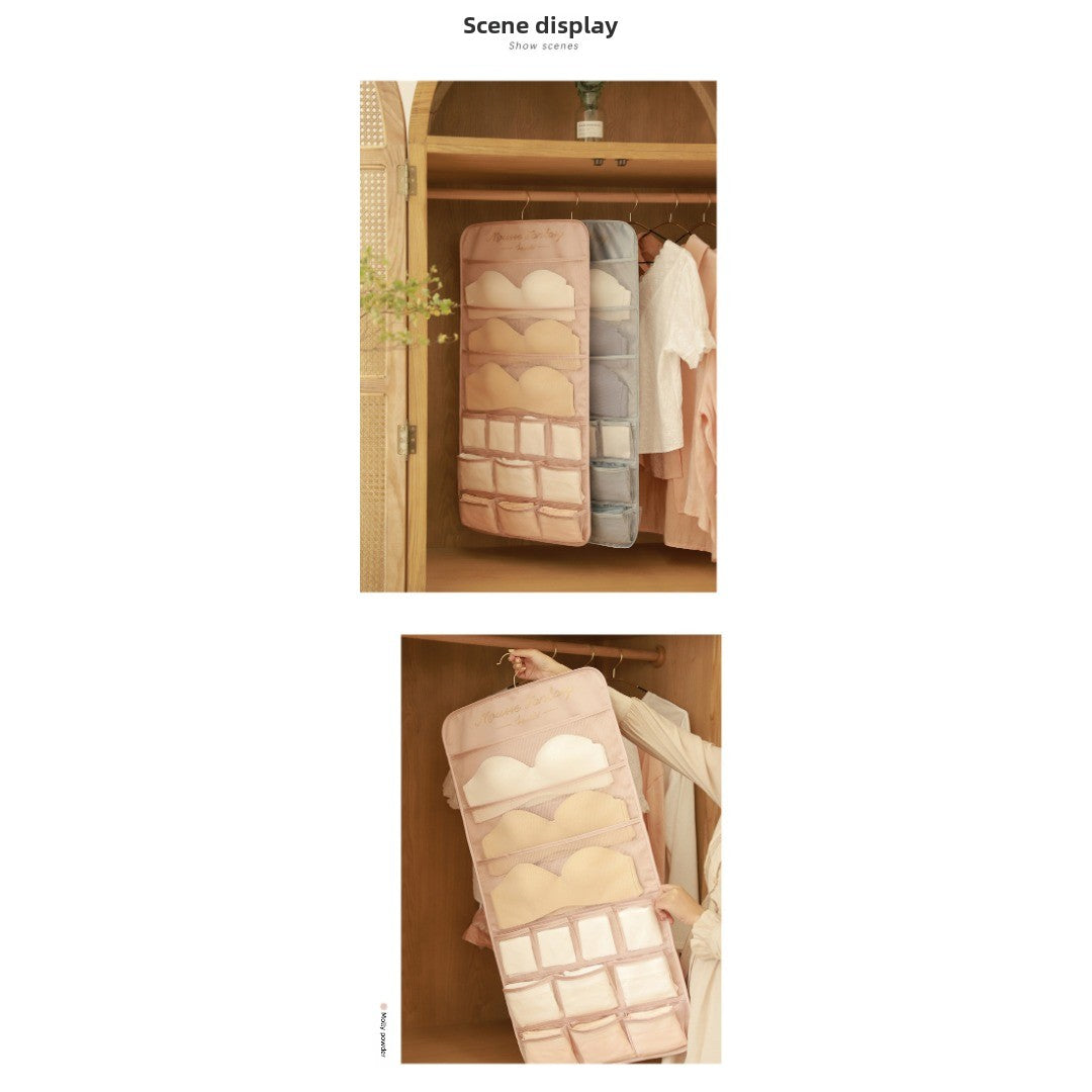 Underwear storage hanging bag, wall-mounted double-sided storage bag, underwear bra socks finishing bag, wardrobe hanging bag - Fabs things