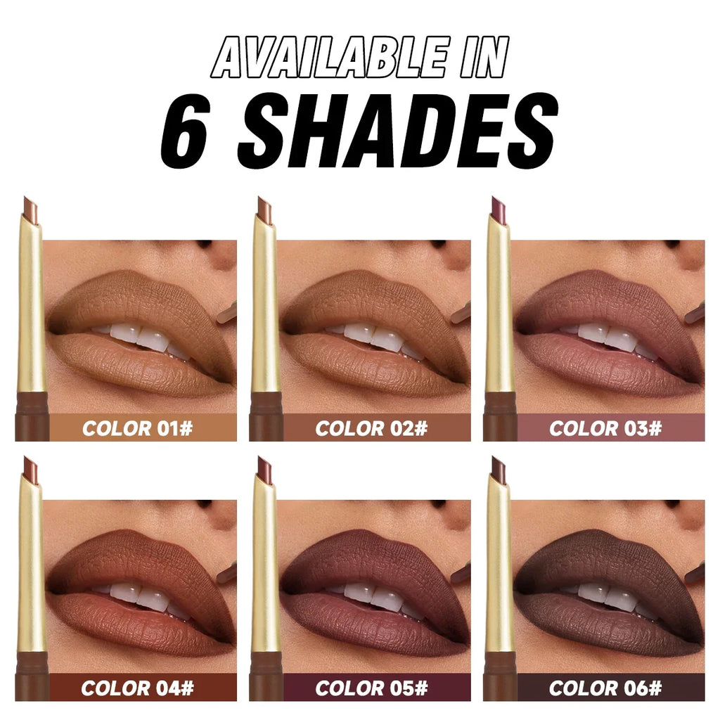 Matte 6-colors Lip Liner Pencil Bevel Design Nib Lip Contour Lipstick Nude Brown Lipstick Pencil Natural Lasting Lipliner Makeup - Fabs things