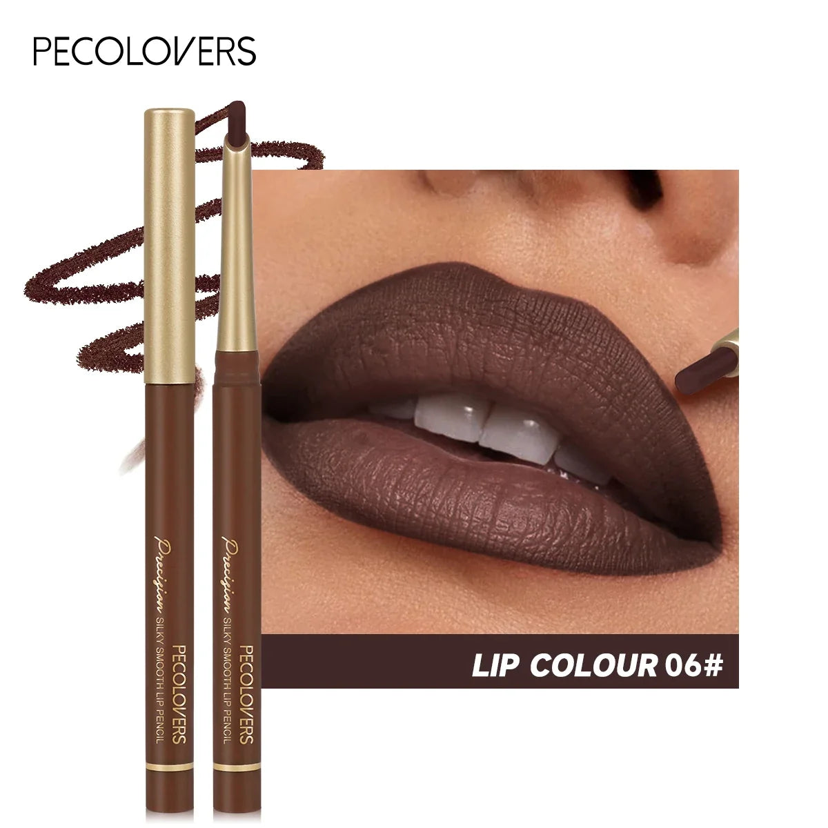Matte 6-colors Lip Liner Pencil Bevel Design Nib Lip Contour Lipstick Nude Brown Lipstick Pencil Natural Lasting Lipliner Makeup - Fabs things