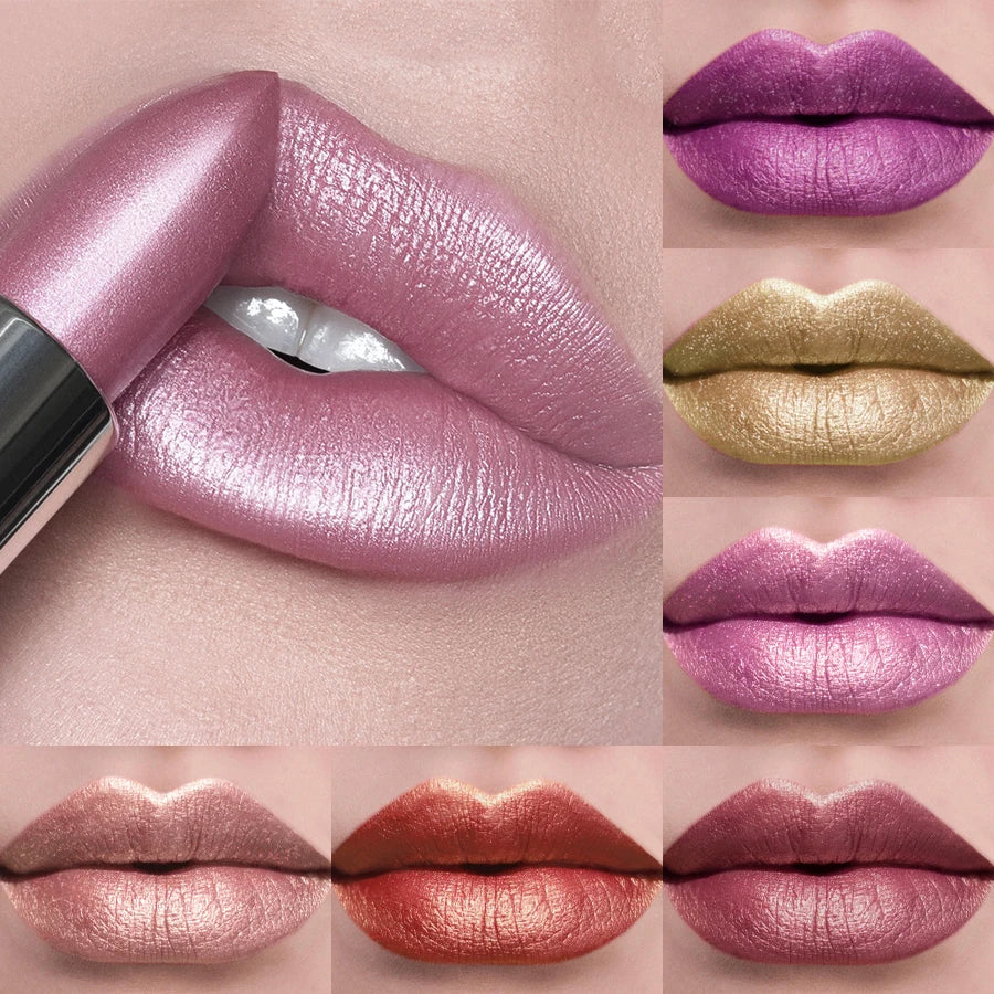 21Colors Bold & Intense Glitter Shiny Metallic Lipstick Pearlescent Lip Tint,Long Lasting Lip Senior Matte Lip Makeup Gifts for - Fabs things