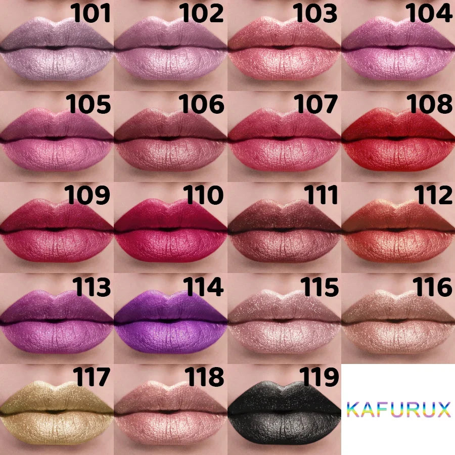 21Colors Bold & Intense Glitter Shiny Metallic Lipstick Pearlescent Lip Tint,Long Lasting Lip Senior Matte Lip Makeup Gifts for - Fabs things