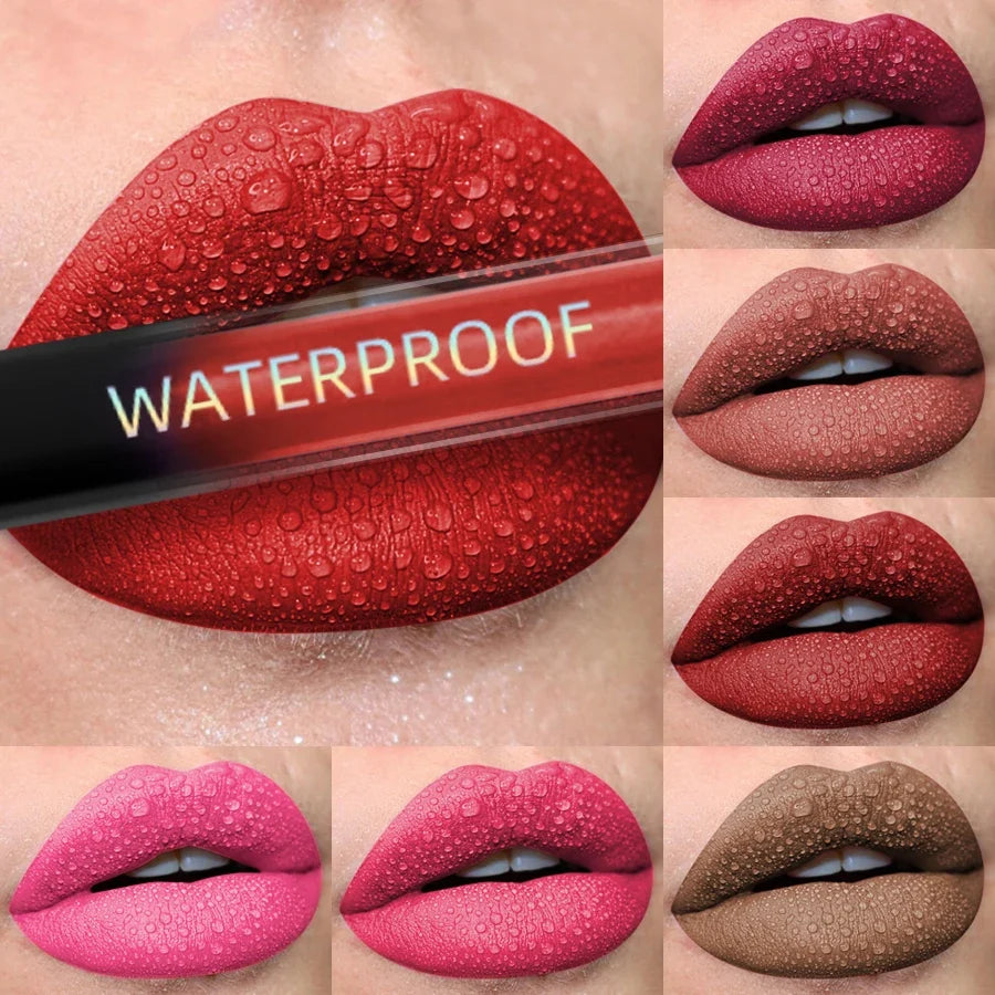19 colors Matte Velvet Lip Gloss Waterproof Liquid Lipstick Nude Black Lips tint Makeup Lip Glaze Cosmetics Red Lip Stain Beauty - Fabs things
