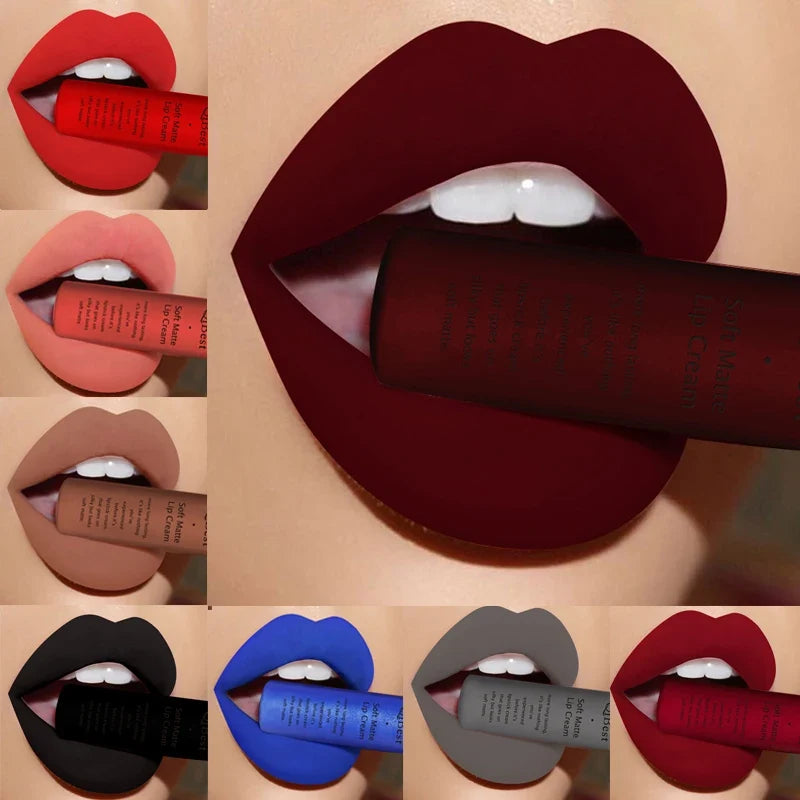 QIBEST Sexy Velvet Matte Lip Gloss Liquid Lipstick Lipgloss Beauty Red Nude Waterproof Long-lasting Lip Stain Makeup For Women - Fabs things