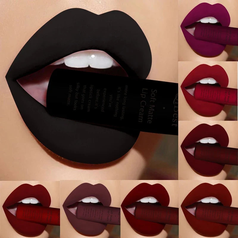 QIBEST Sexy Velvet Matte Lip Gloss Liquid Lipstick Lipgloss Beauty Red Nude Waterproof Long-lasting Lip Stain Makeup For Women - Fabs things