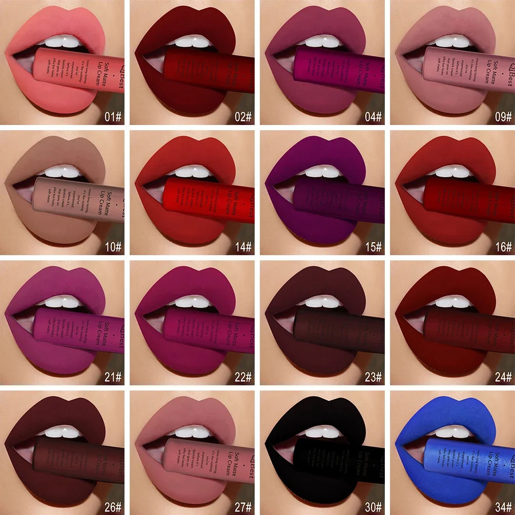 QIBEST Sexy Velvet Matte Lip Gloss Liquid Lipstick Lipgloss Beauty Red Nude Waterproof Long-lasting Lip Stain Makeup For Women - Fabs things