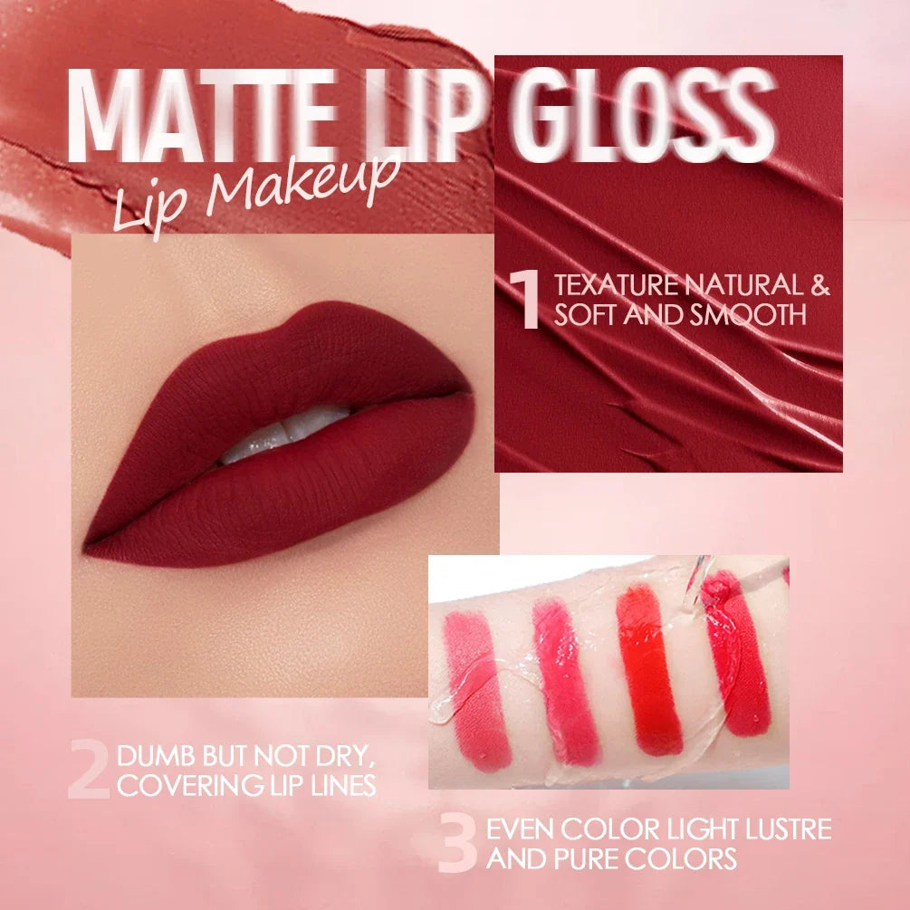 QIBEST Sexy Velvet Matte Lip Gloss Liquid Lipstick Lipgloss Beauty Red Nude Waterproof Long-lasting Lip Stain Makeup For Women - Fabs things