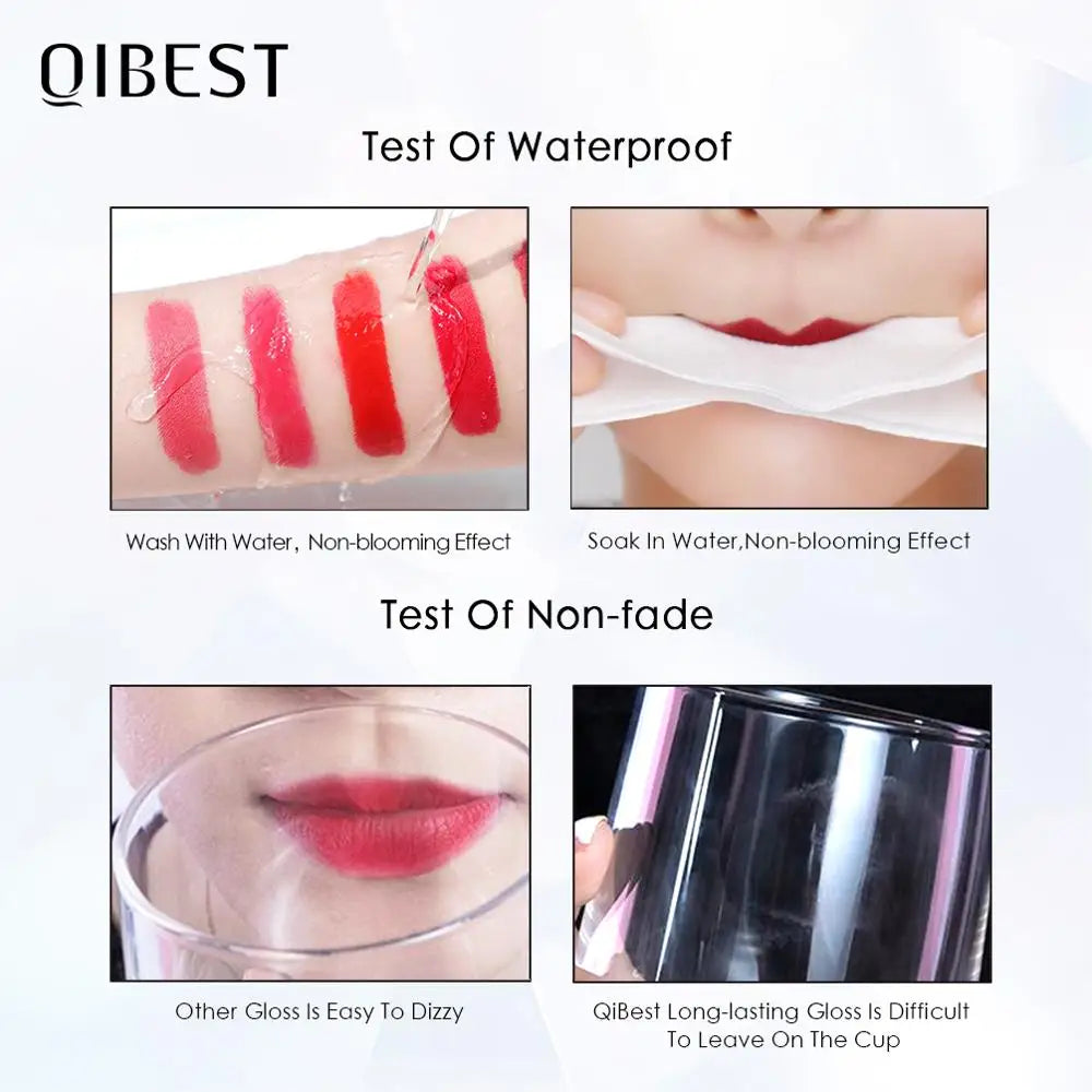 QIBEST Sexy Velvet Matte Lip Gloss Liquid Lipstick Lipgloss Beauty Red Nude Waterproof Long-lasting Lip Stain Makeup For Women - Fabs things