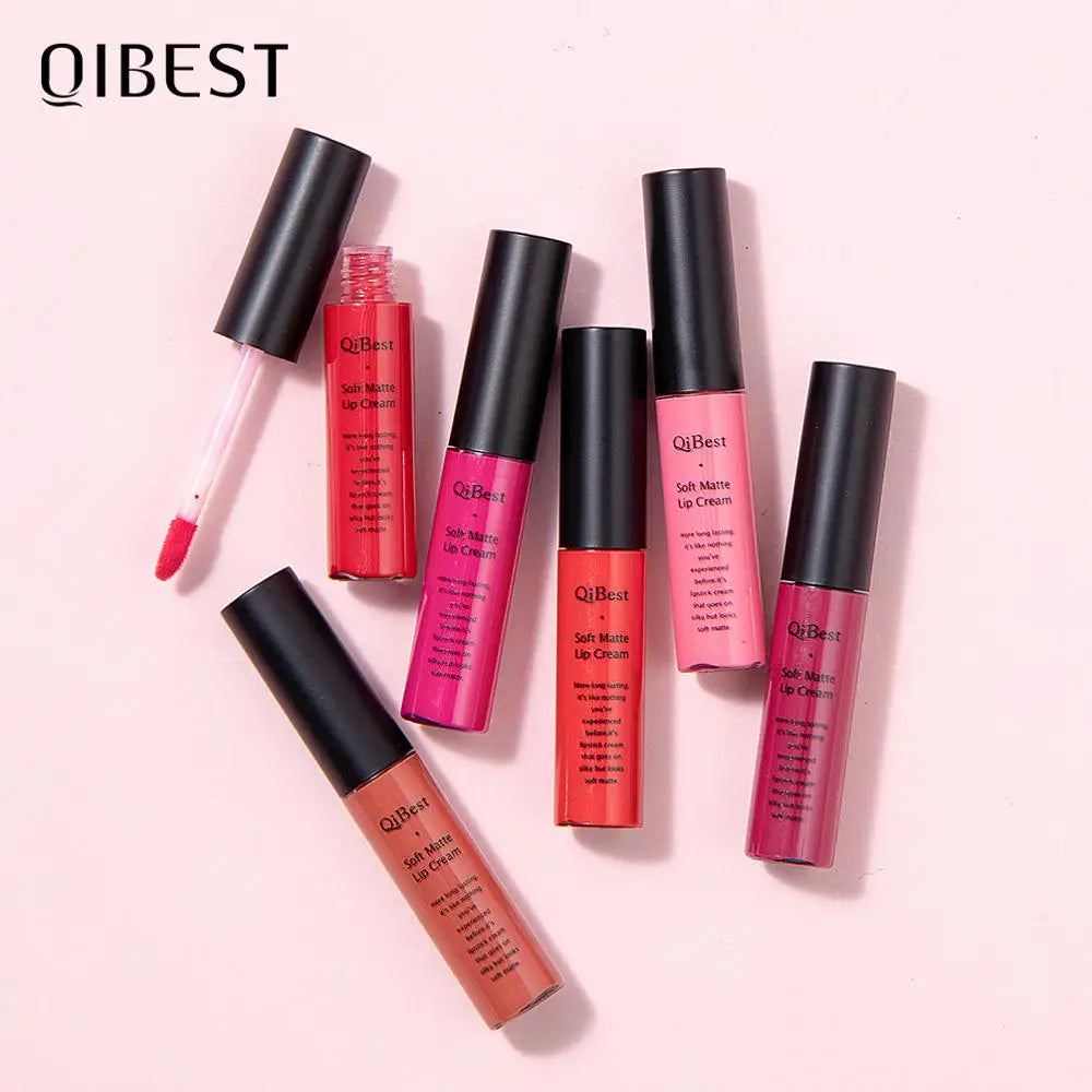 QIBEST Sexy Velvet Matte Lip Gloss Liquid Lipstick Lipgloss Beauty Red Nude Waterproof Long-lasting Lip Stain Makeup For Women - Fabs things
