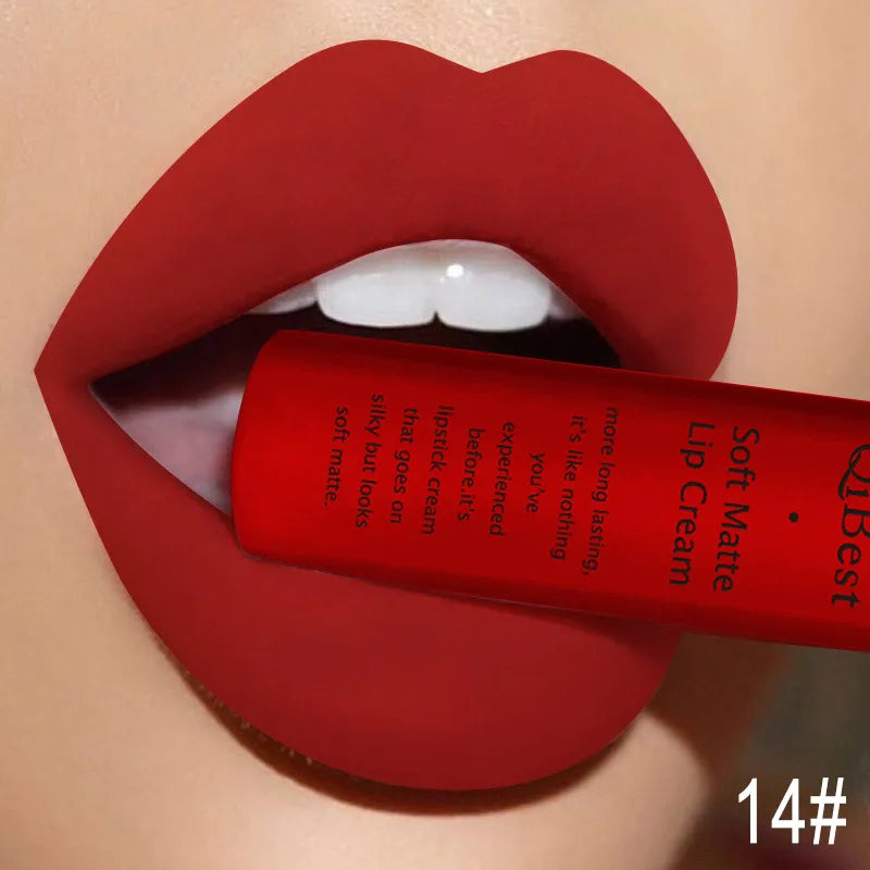 QIBEST Sexy Velvet Matte Lip Gloss Liquid Lipstick Lipgloss Beauty Red Nude Waterproof Long-lasting Lip Stain Makeup For Women - Fabs things