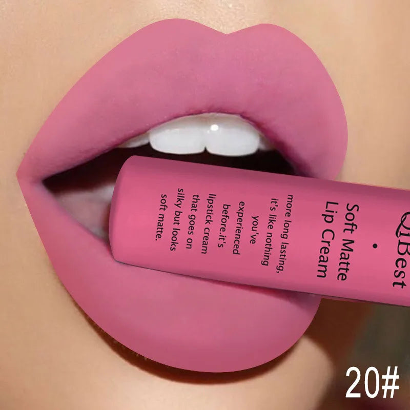 QIBEST Sexy Velvet Matte Lip Gloss Liquid Lipstick Lipgloss Beauty Red Nude Waterproof Long-lasting Lip Stain Makeup For Women - Fabs things