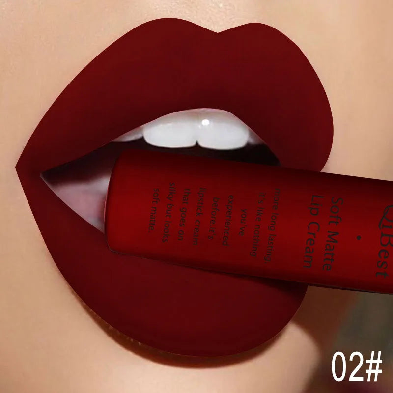 QIBEST Sexy Velvet Matte Lip Gloss Liquid Lipstick Lipgloss Beauty Red Nude Waterproof Long-lasting Lip Stain Makeup For Women - Fabs things