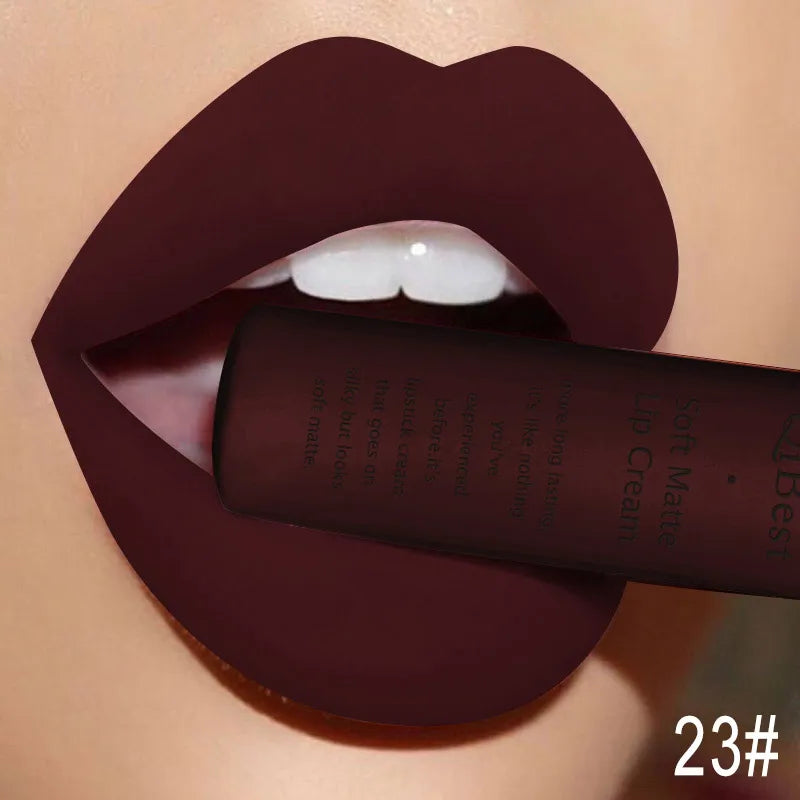 QIBEST Sexy Velvet Matte Lip Gloss Liquid Lipstick Lipgloss Beauty Red Nude Waterproof Long-lasting Lip Stain Makeup For Women - Fabs things