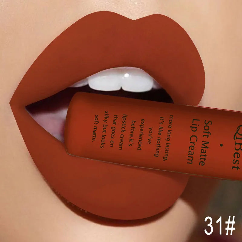 QIBEST Sexy Velvet Matte Lip Gloss Liquid Lipstick Lipgloss Beauty Red Nude Waterproof Long-lasting Lip Stain Makeup For Women - Fabs things