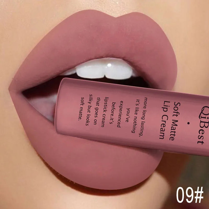 QIBEST Sexy Velvet Matte Lip Gloss Liquid Lipstick Lipgloss Beauty Red Nude Waterproof Long-lasting Lip Stain Makeup For Women - Fabs things