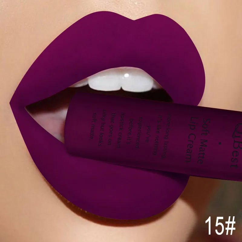 QIBEST Sexy Velvet Matte Lip Gloss Liquid Lipstick Lipgloss Beauty Red Nude Waterproof Long-lasting Lip Stain Makeup For Women - Fabs things