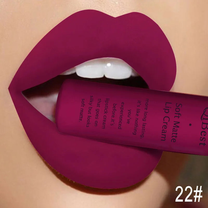 QIBEST Sexy Velvet Matte Lip Gloss Liquid Lipstick Lipgloss Beauty Red Nude Waterproof Long-lasting Lip Stain Makeup For Women - Fabs things