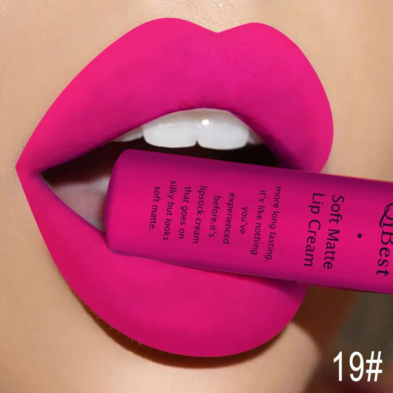 QIBEST Sexy Velvet Matte Lip Gloss Liquid Lipstick Lipgloss Beauty Red Nude Waterproof Long-lasting Lip Stain Makeup For Women - Fabs things