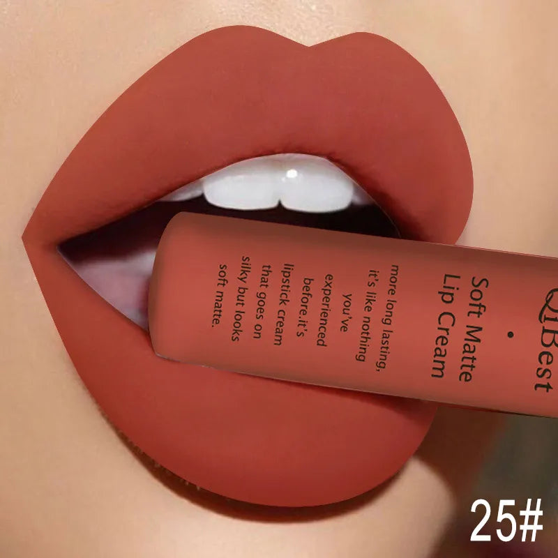 QIBEST Sexy Velvet Matte Lip Gloss Liquid Lipstick Lipgloss Beauty Red Nude Waterproof Long-lasting Lip Stain Makeup For Women - Fabs things