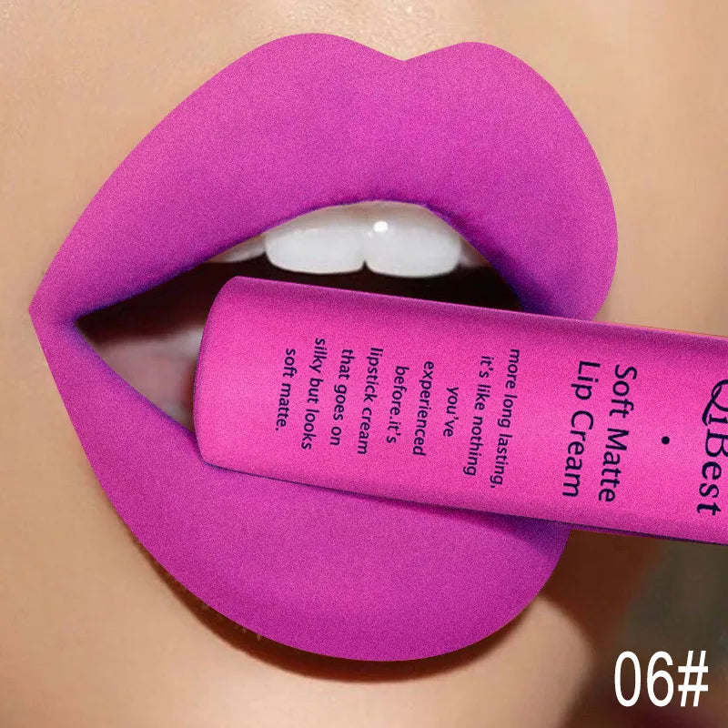 QIBEST Sexy Velvet Matte Lip Gloss Liquid Lipstick Lipgloss Beauty Red Nude Waterproof Long-lasting Lip Stain Makeup For Women - Fabs things